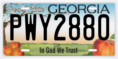 GA license plate PWY2880