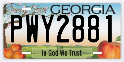 GA license plate PWY2881