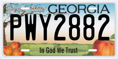 GA license plate PWY2882