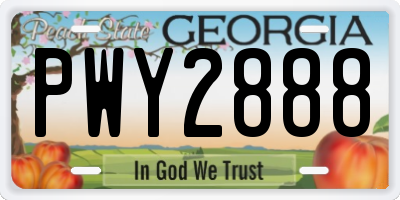 GA license plate PWY2888