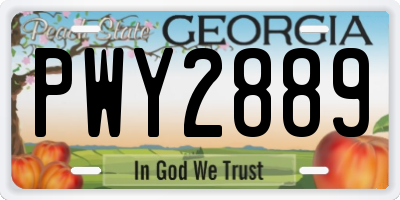 GA license plate PWY2889