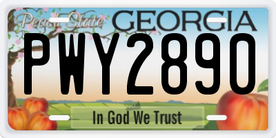 GA license plate PWY2890