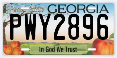 GA license plate PWY2896