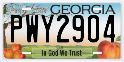 GA license plate PWY2904