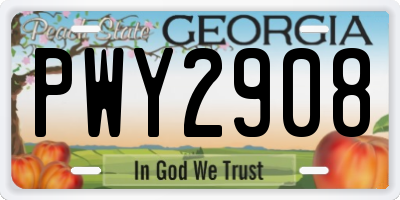 GA license plate PWY2908