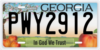 GA license plate PWY2912
