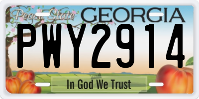 GA license plate PWY2914