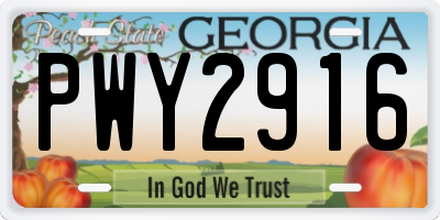 GA license plate PWY2916