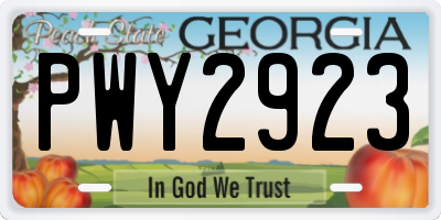 GA license plate PWY2923