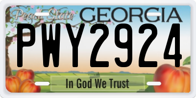 GA license plate PWY2924