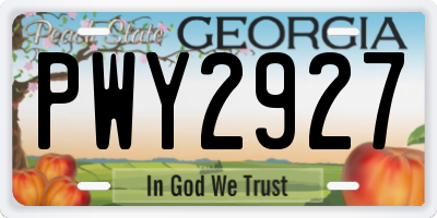 GA license plate PWY2927