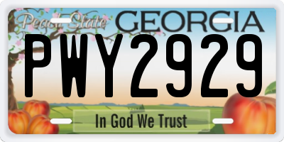 GA license plate PWY2929