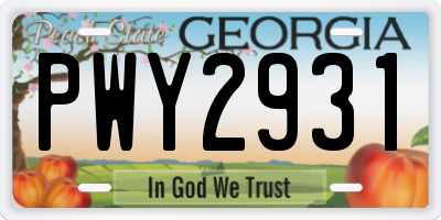 GA license plate PWY2931