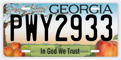 GA license plate PWY2933