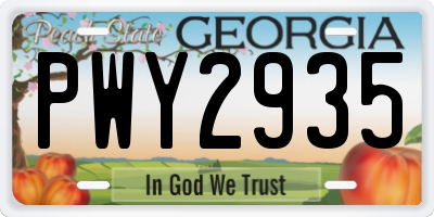 GA license plate PWY2935