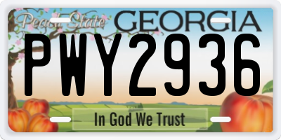 GA license plate PWY2936