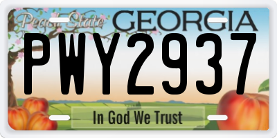 GA license plate PWY2937