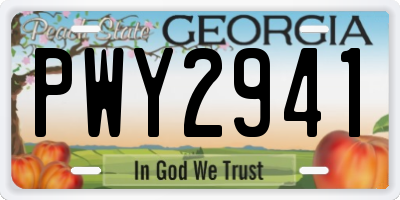 GA license plate PWY2941