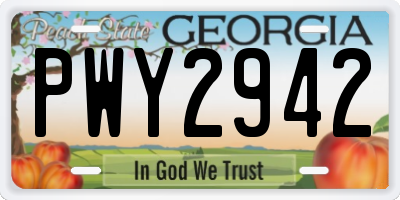GA license plate PWY2942