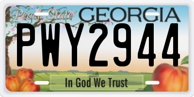 GA license plate PWY2944