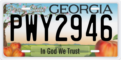 GA license plate PWY2946