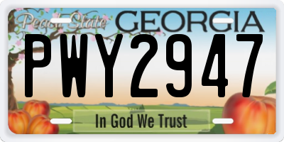 GA license plate PWY2947