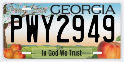 GA license plate PWY2949