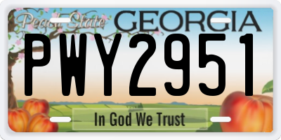 GA license plate PWY2951