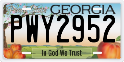 GA license plate PWY2952