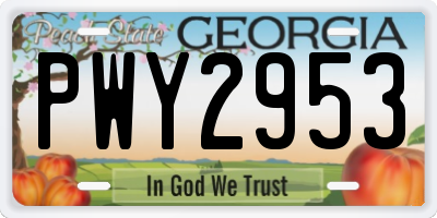 GA license plate PWY2953