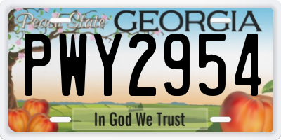 GA license plate PWY2954