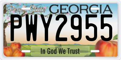 GA license plate PWY2955