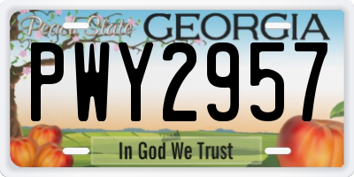 GA license plate PWY2957