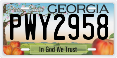 GA license plate PWY2958