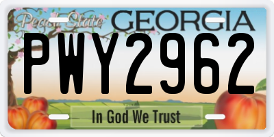 GA license plate PWY2962