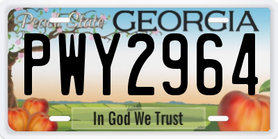 GA license plate PWY2964