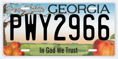 GA license plate PWY2966