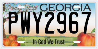 GA license plate PWY2967