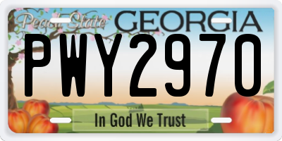 GA license plate PWY2970
