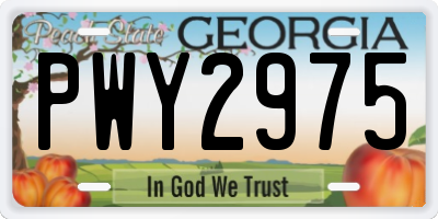 GA license plate PWY2975