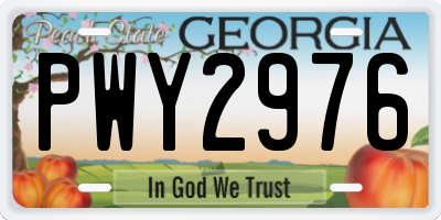GA license plate PWY2976