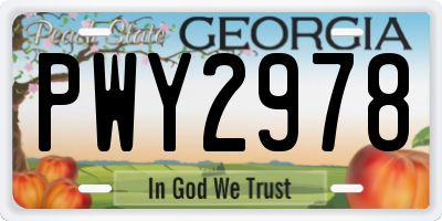 GA license plate PWY2978