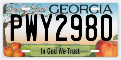 GA license plate PWY2980