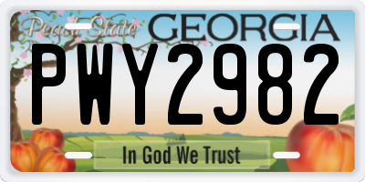 GA license plate PWY2982