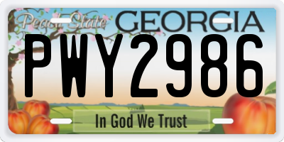 GA license plate PWY2986