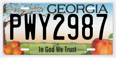 GA license plate PWY2987