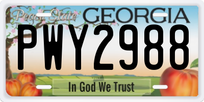 GA license plate PWY2988