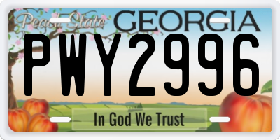GA license plate PWY2996