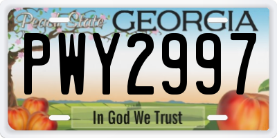 GA license plate PWY2997