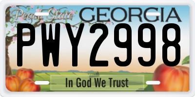 GA license plate PWY2998